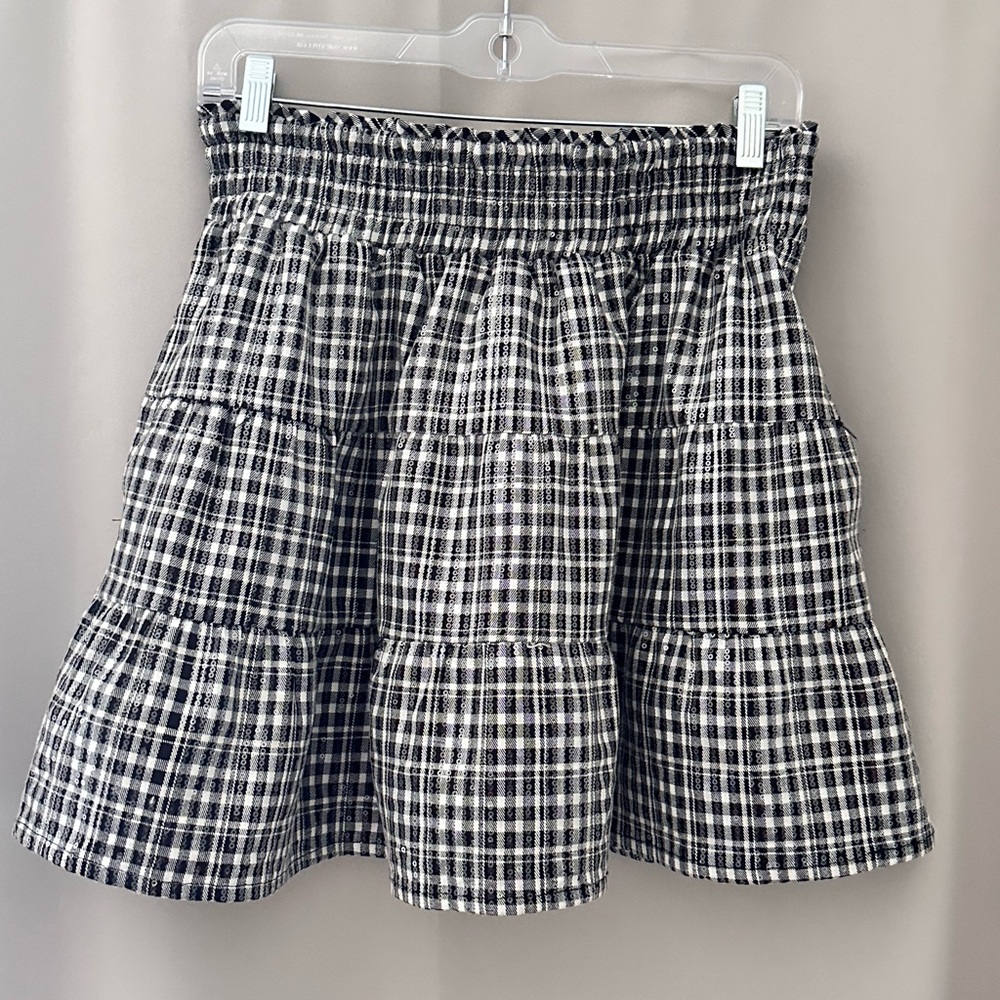 Dance & Marvel Gingham Skirt Black and White Size M